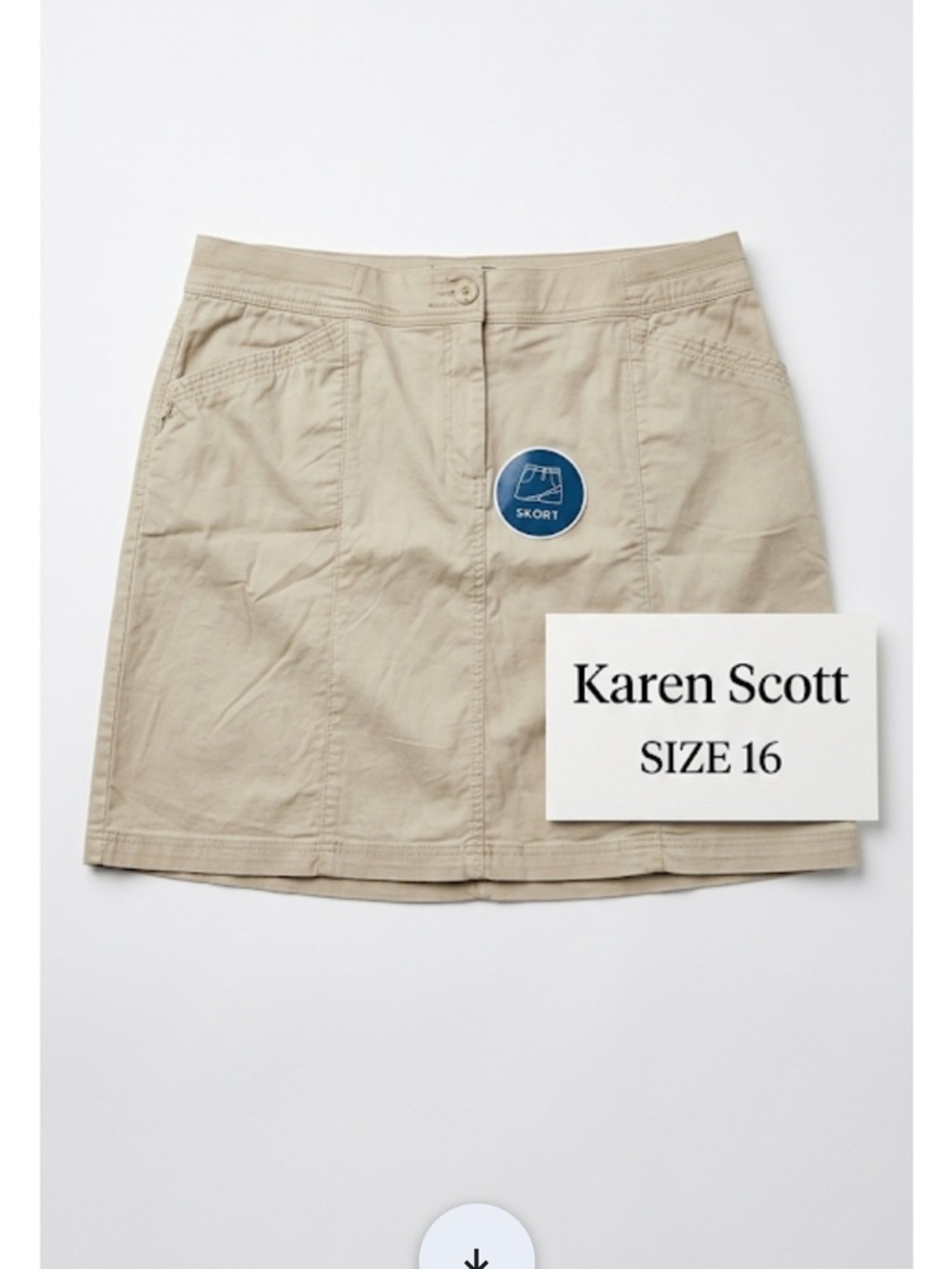Karen Scott Beige Utility Skort with Front Pockets